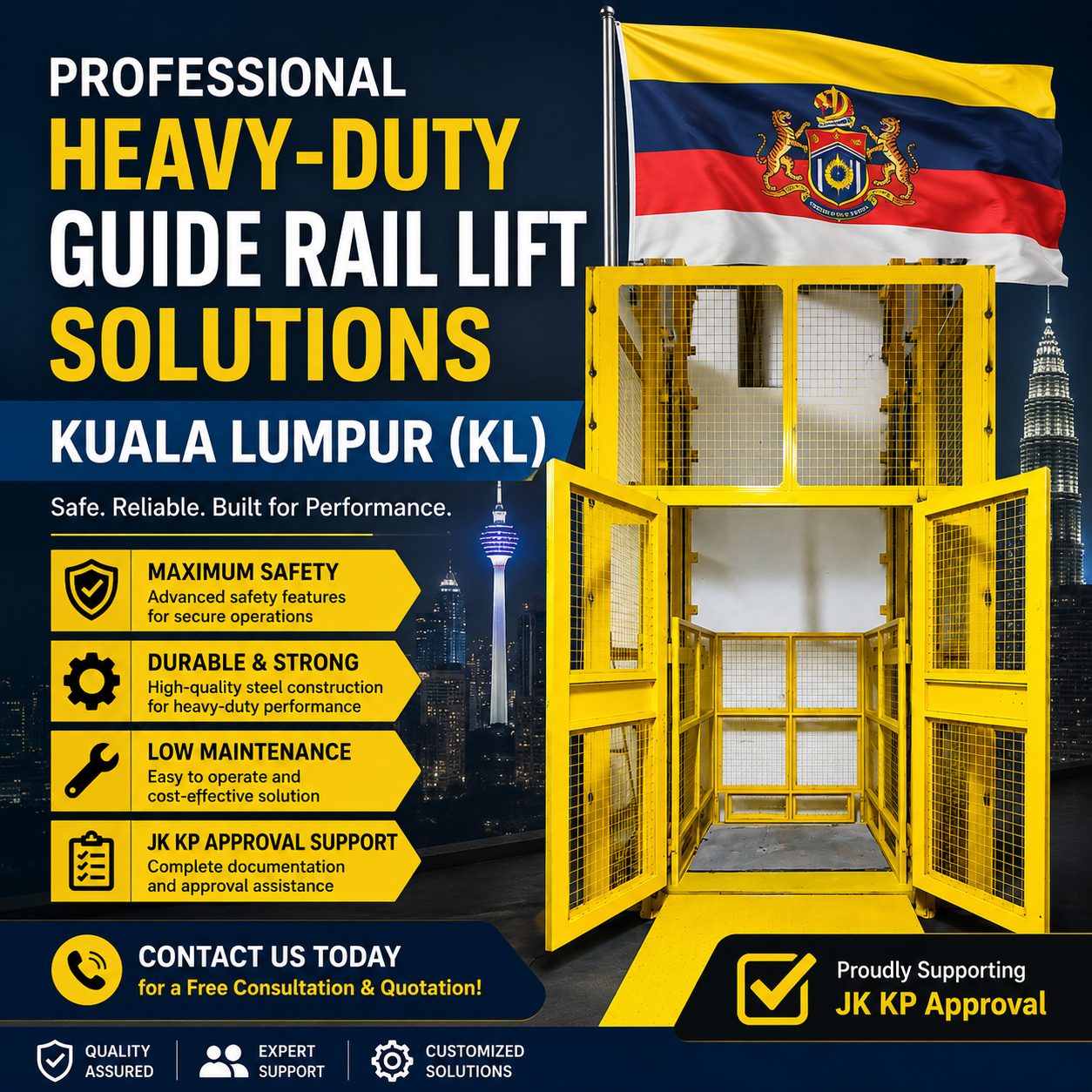 Professional Heavy-Duty Guide Rail Lift Solutions Kuala Lumpur (KL)