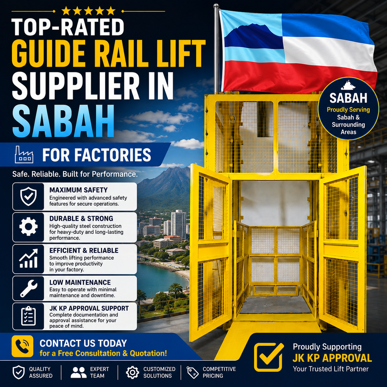 Top-Rated Guide Rail Lift Supplier in Sabah for Factories