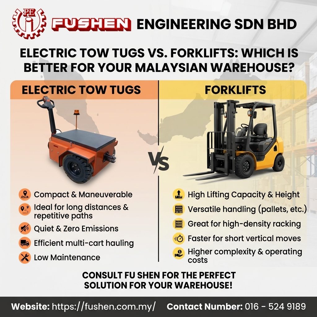 Electric Tow Tugs vs. Forklifts: Which is Better for Your Malaysian Warehouse?